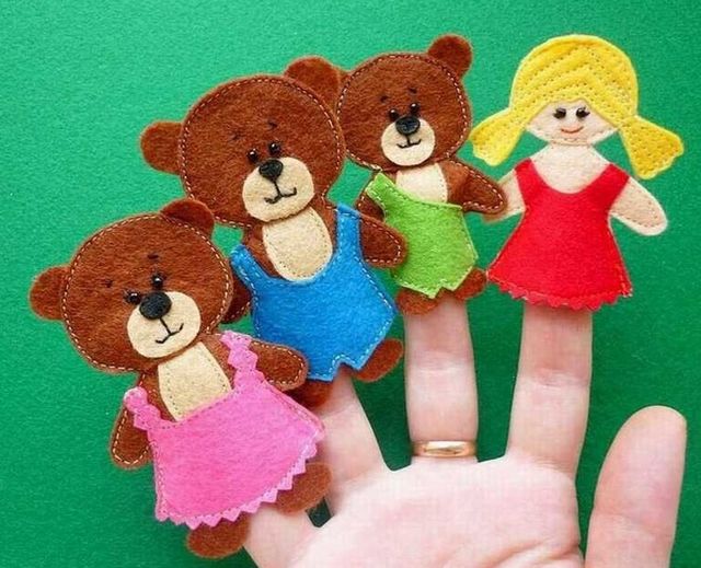 Куклы для сказки Три медведя из фетра шаг 1