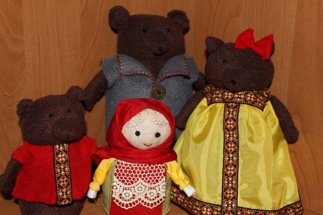 Куклы для сказки Три медведя из флиса шаг 1