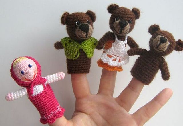 Куклы для сказки Три медведя вязанные шаг 1