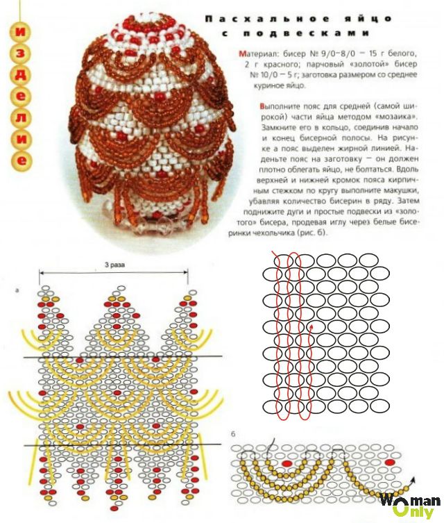 Схемы оплетения пасхального яйца бисером